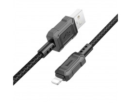 Cablu Date Si Incarcare Hoco Usb La Lightning 2.4A, Super Rezistent Textil, Negru, X94