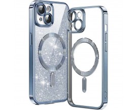 Husa Upzz Luxury Crystal Glitter MagSafe Protectie La Camere, Compatibila Cu iPhone 15 - Light Blue