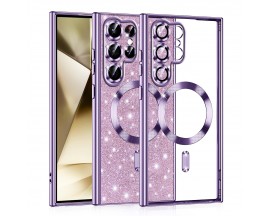 Husa Upzz Luxury Crystal Glitter MagSafe Protectie La Camere, Compatibila Cu Samsung Galaxy S22 Ultra 5G - Light Purple