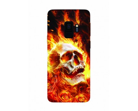 Husa Silicon Soft Upzz Print Samsung Galaxy S9 Model Flame Skull