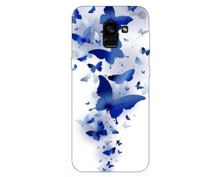 Husa Silicon Soft Upzz Print Samsung Galaxy A8 2018 Model Blue Butterflyes