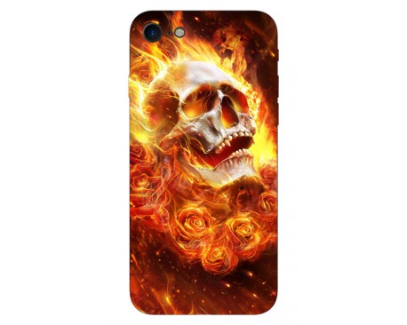 Husa Silicon Soft Upzz Print iPhone 7/iPhone 8 Model Flame Skull
