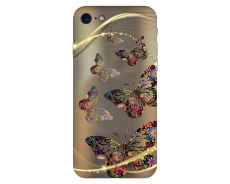 Husa Silicon Soft Upzz Print iPhone 7/iPhone 8 Model Flame Golden Butterflys