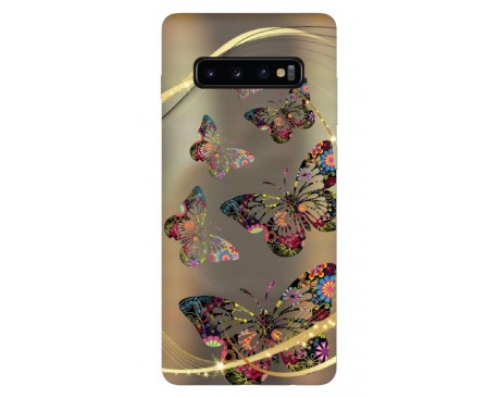 Husa Silicon Soft Upzz Print Samsung Galaxy S10 Model Golden Butterfly