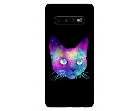 Husa Silicon Soft Upzz Print Samsung Galaxy S10 Model Neon Cat