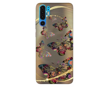 Husa Silicon Soft Upzz Print Huawei P30 Pro Model Golden Butterfly