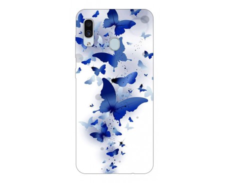 Husa Silicon Soft Upzz Print Samsung Galaxy A30 Model Blue Butterflies