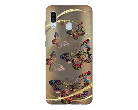 Husa Silicon Soft Upzz Print Samsung Galaxy A30 Model Golden Butterflies