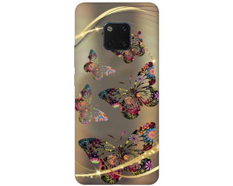 Husa Silicon Soft Upzz Print Huawei Mate 20 Pro Model Golden Butterfly