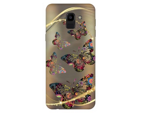 Husa Silicon Soft Upzz Print Samsung J6 2018 Model Golden Butterfly