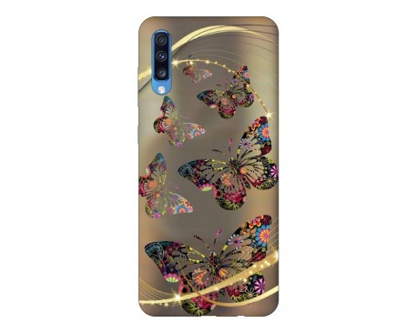 Husa Silicon Soft Upzz Print Samsung A70 Model Golden Butterfly