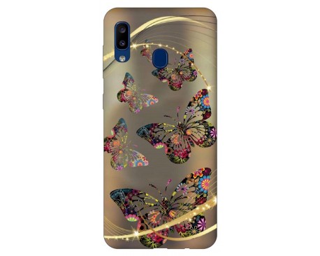 Husa Silicon Soft Upzz Print Samsung Galaxy A20 Model Golden Butterfly