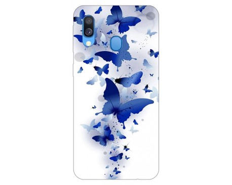 Husa Silicon Soft Upzz Print Samsung Galaxy A40 Model Blue Butterflies