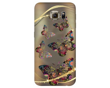 Husa Silicon Soft Upzz Print Samsung S6 Model Golden Butterfly