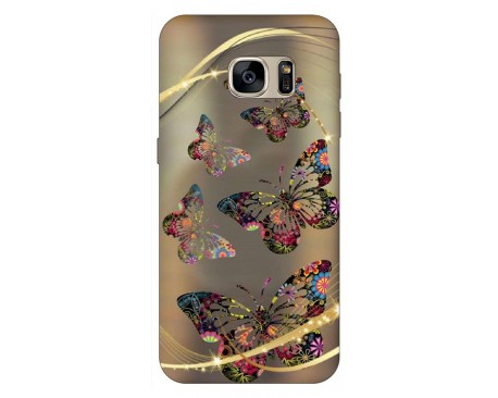 Husa Silicon Soft Upzz Print Samsung S7 Model Golden Butterfly