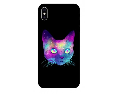 Husa Silicon Soft Upzz Print iPhone Xs sau X Model Neon Cat