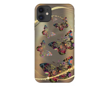 Husa Premium Upzz Print iPhone 11 Model Golden Butterfly