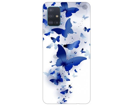 Husa Silicon Soft Upzz Print Samsung A51 Model Blue Butterfly