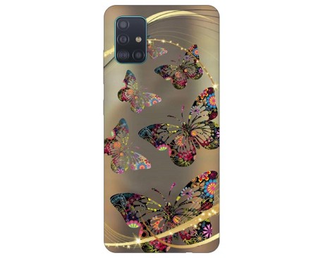 Husa Silicon Soft Upzz Print Samsung A51 Model Golden Butterfly