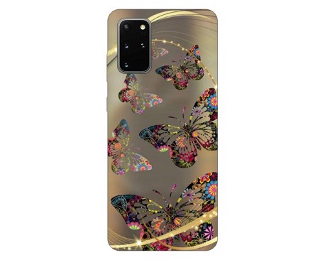 Husa Silicon Soft Upzz Print Samsung Galaxy S20 Plus Model Golden Butterfly