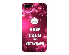 Husa Silicon Soft Upzz Print iPhone 7+ 8+ Model Stay Safe