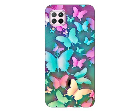 Husa Silicon Spate Upzz Print Huawei P40 Lite Model Colorfull Buterflyes