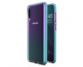 Husa Spate Upzz Spring Samsung Galaxy A40 ,Silicon 1mm ,Rezistenta La Socuri ,Transparenta Cu Margine Albastru Deschis
