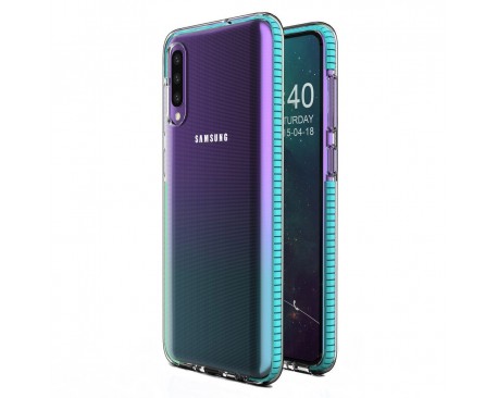Husa Spate Upzz Spring Samsung Galaxy A40 ,Silicon 1mm ,Rezistenta La Socuri ,Transparenta Cu Margine Albastru Deschis