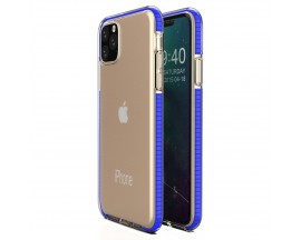 Husa Spate Upzz Spring iPhone 11 Pro Max ,Silicon 1mm ,Rezistenta La Socuri ,Transparenta Cu Margine Albastru