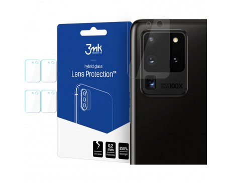Folie Sticla Nano Glass 3mk  Pentru Camera Pentru Samsung Galaxy S20 Ultra, Transparenta, 4 Buc In Pachet