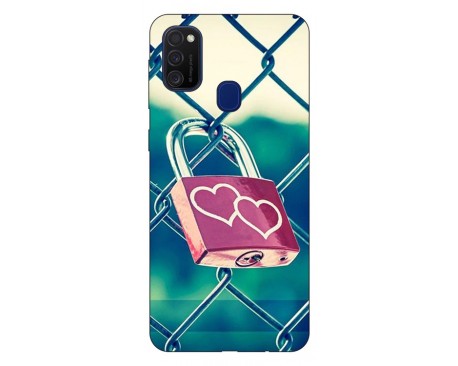 Husa Silicon Soft Upzz Print Samsung Galaxy M21 Model Heart Lock
