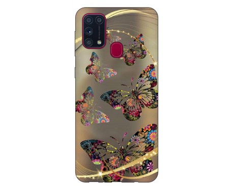 Husa Silicon Soft Upzz Print Samsung Galaxy M31 Model Golden Butterfly