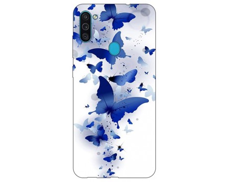 Husa Silicon Soft Upzz Print Samsung Galaxy M11 Blue Butterflies