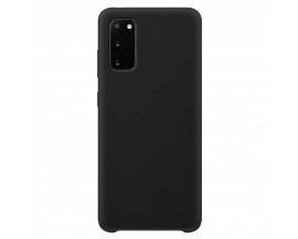 Husa Premium Upzz No Logo Soft Silicon Compatibila Cu Samsung Galaxy S20 ,Invelis Alcantara La Interior ,negru