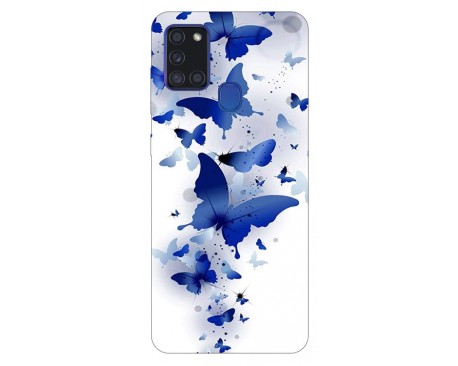 Husa Silicon Soft Upzz Print Samsung Galaxy A21s Model Blue Butterflies