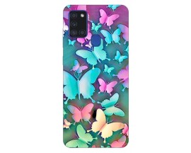 Husa Silicon Soft Upzz Print Samsung Galaxy A21s Model Colorfull Butterflies