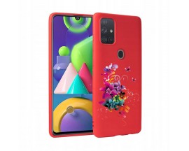 Husa Silicon Soft Upzz Print Candy Samsung Galaxy A21S Flower Pattern Red