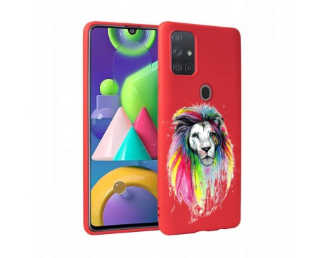 Husa Silicon Soft Upzz Print Candy Samsung Galaxy A21S Multicolor Lion Red