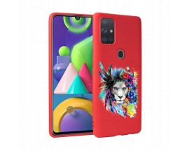 Husa Silicon Soft Upzz Print Candy Samsung Galaxy A21S  Flower Lion Red