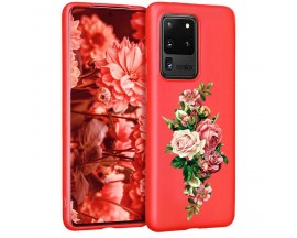 Husa Silicon Soft Upzz Print Candy Samsung Galaxy S20 Ultra Roses Rosu
