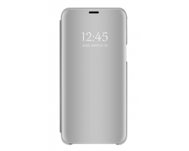 Husa Tip Carte Mirror Samsung Galaxy A21s, Silver Cu Folie Sticla Upzz Glass Inclusa In Pachet