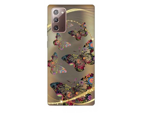 Husa Silicon Soft Upzz Print Samsung Galaxy Note 20 Model Golden Butterfly