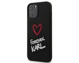Husa Premium Karl Lagerfeld iPhone 12 Pro Max  ,colectia Silicone Forever Karl ,negru - Klhcp12lsilkrbk