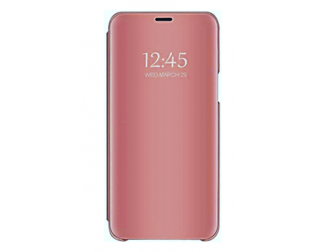 Husa Tip Carte Mirror Samsung Galaxy M31s, Roz Cu Folie Sticla Upzz Glass Inclusa In Pachet