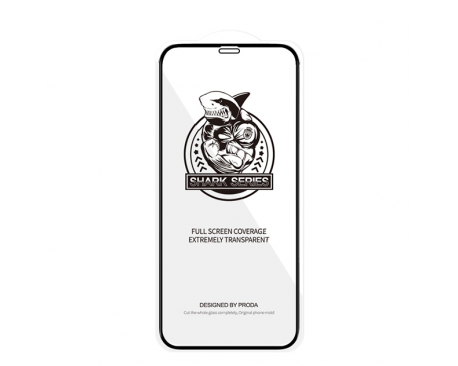Folie Premium Shark Proda Full Cover iPhone 12 Pro Max, Transparenta Cu Rama Neagra