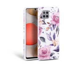 Husa Spate Tech-protect Floral Silicone Samsung Galaxy A42 5G, Alb