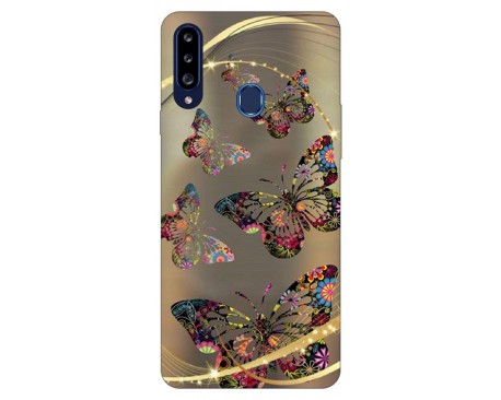 Husa Silicon Soft Upzz Print Samsung Galaxy A20s Model Golden Butterfly