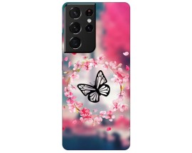 Husa Silicon Soft Upzz Print Samsung Galaxy S21 Ultra Model Butterfly