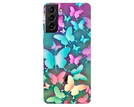 Husa Silicon Soft Upzz Print Samsung Galaxy S21 Plus Model Colorfull Butterflies