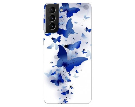 Husa Silicon Soft Upzz Print Samsung Galaxy S21 Model Blue Butterflies